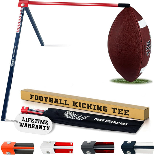 True Strike Pro Football Kicking Tee with Bonus Goal Kicking Tracker - Compatible with All Ball Sizes, Field Goal Football Holder Included