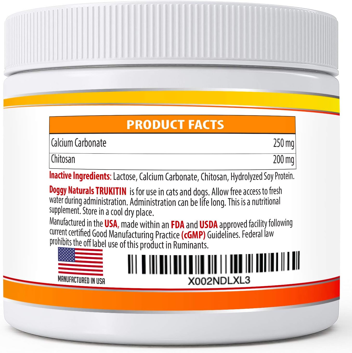 Trukitin Chitosan Phosphate Binder for Cats & Dogs - Natural Renal Support Supplement with Calcium Carbonate Powder - Made in USA