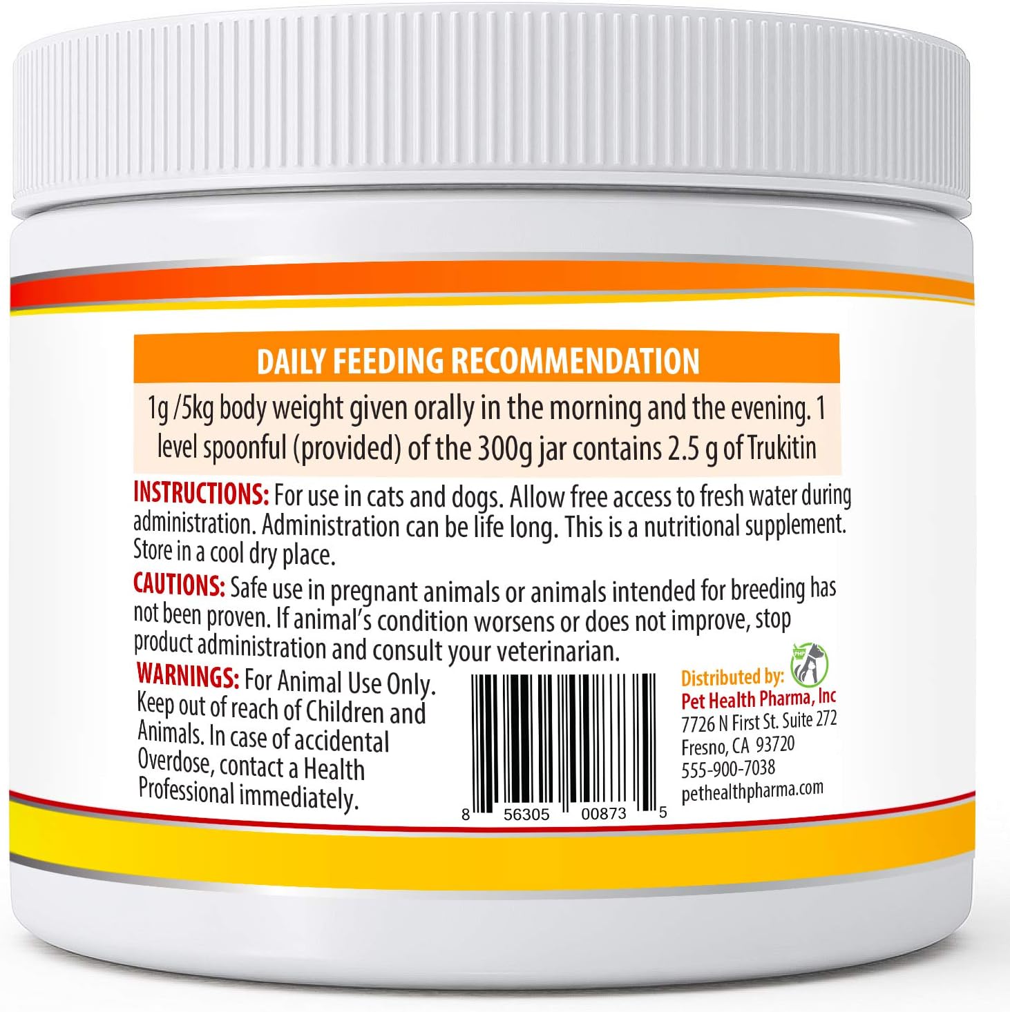 Trukitin Chitosan Phosphate Binder for Cats & Dogs - Natural Renal Support Supplement with Calcium Carbonate Powder - Made in USA