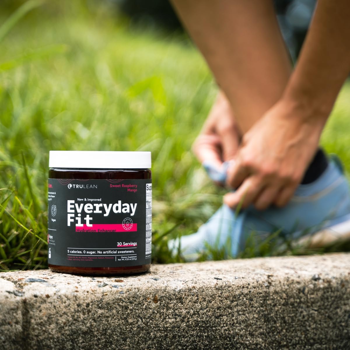 TRULEAN Everyday Fit Electrolyte Powder Drink with BCAA Blend - Sugar Free Amino Acid Supplement in Sweet Raspberry Mango Flavor - 30 Servings