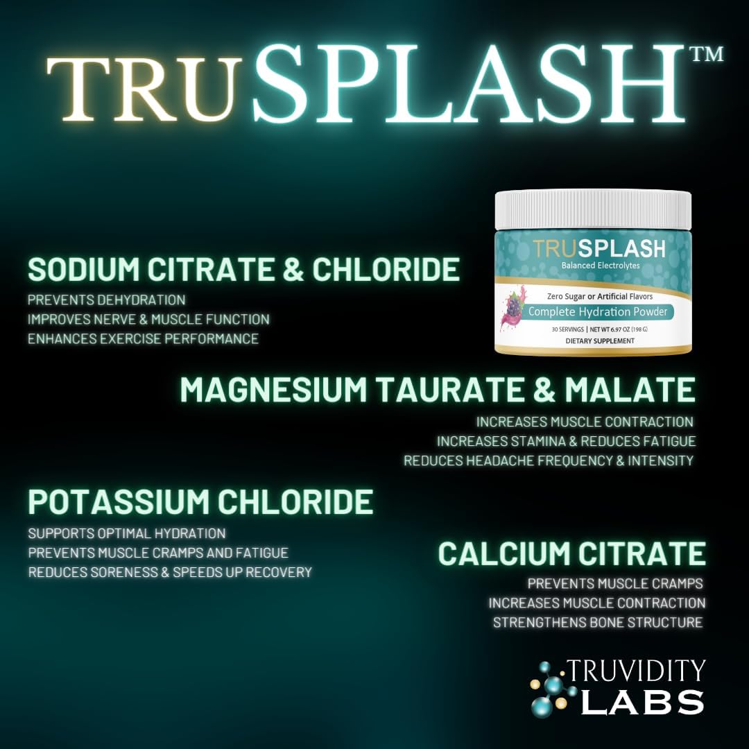 Truvidity Labs Mixed Berry TruSPLASH Electrolyte Powder - 30 Servings for Complete Hydration