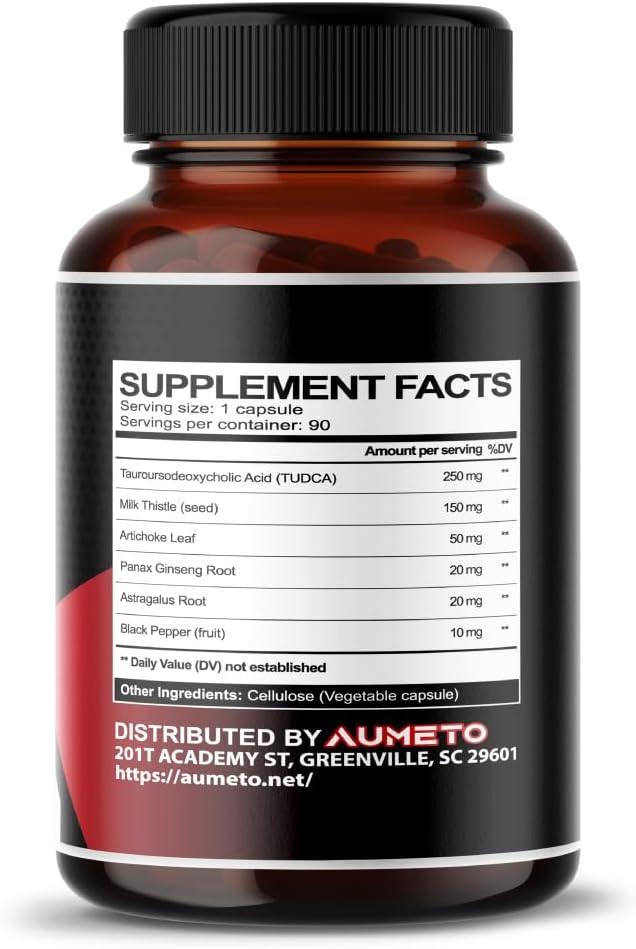 TUDCA Supplement with Milk Thistle, Artichoke, Panax Ginseng, Astragalus - Bile Flow & Digestion Support (90 Capsules)