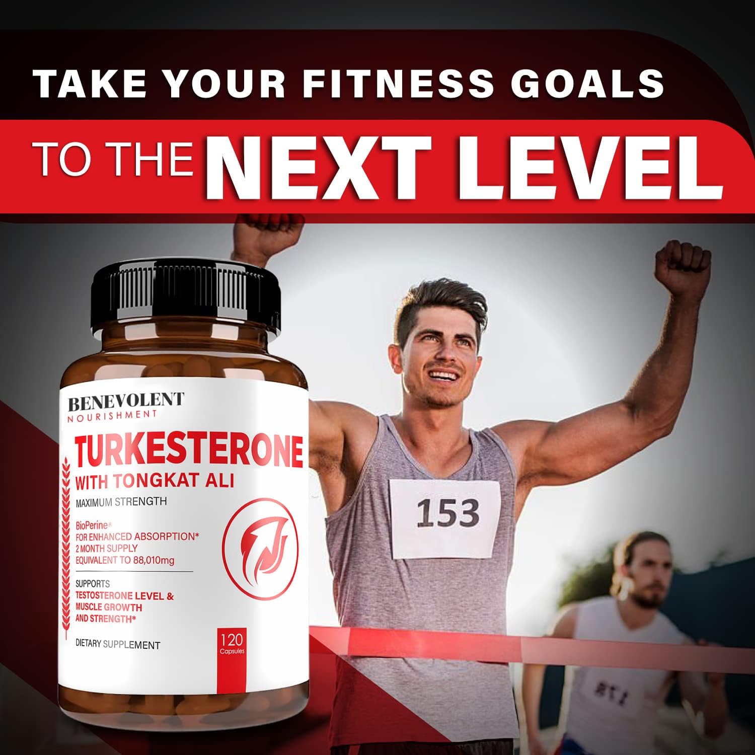 Turkesterone 8,000mg Supplement with BioPerine® & Tongkat Ali - Boost Stamina, Muscle Growth, Recovery - High Absorption Formula, 3rd Party Tested - 2 Months Supply
