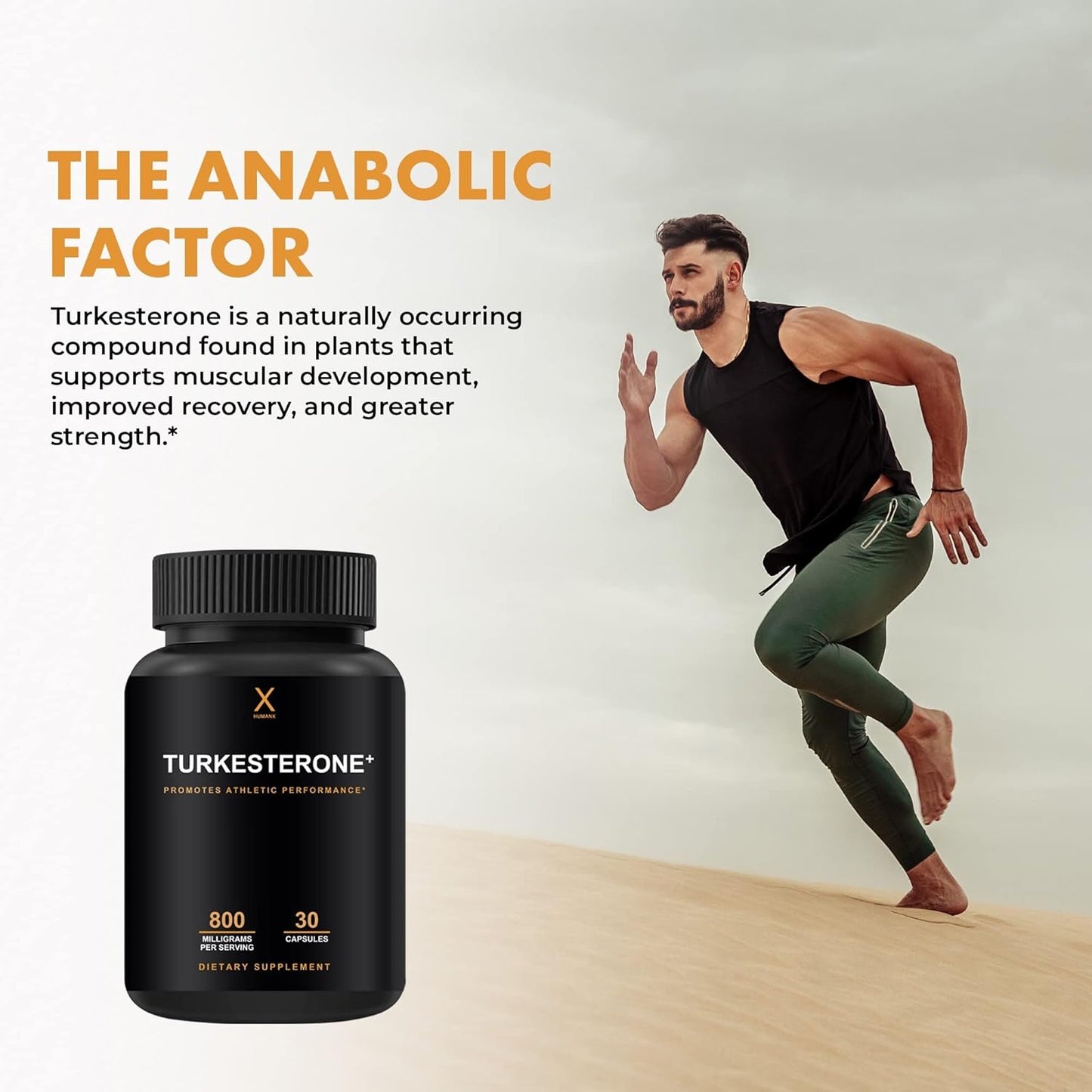 Turkesterone+ 800mg Supplement for Muscular Development & Athletic Performance - USA Third Party Tested - Natural Anabolic Formula - Non GMO, Vegan - by Humanx