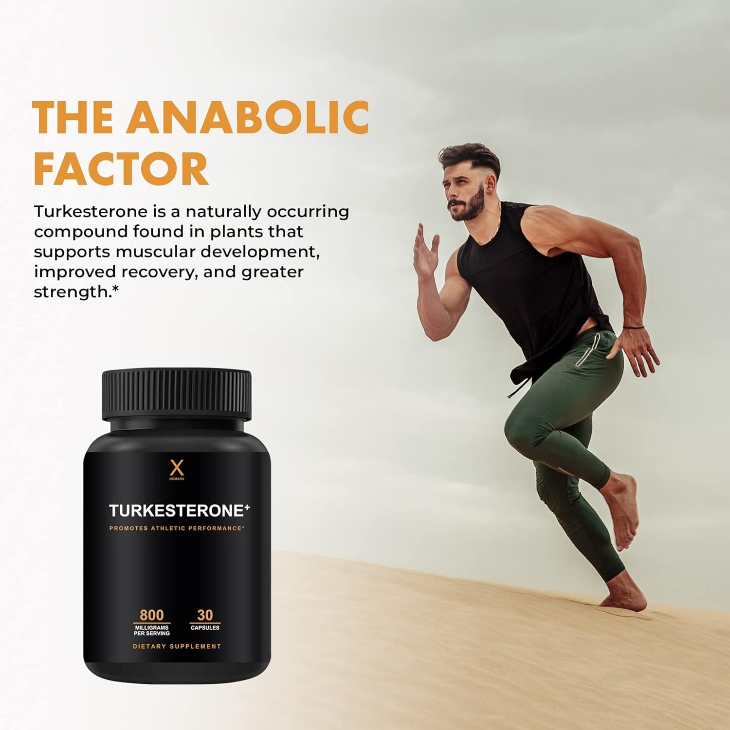 Turkesterone+ 800mg Supplement for Muscular Development & Athletic Performance - USA Third Party Tested - Natural Anabolic Formula - Non GMO, Vegan - by Humanx