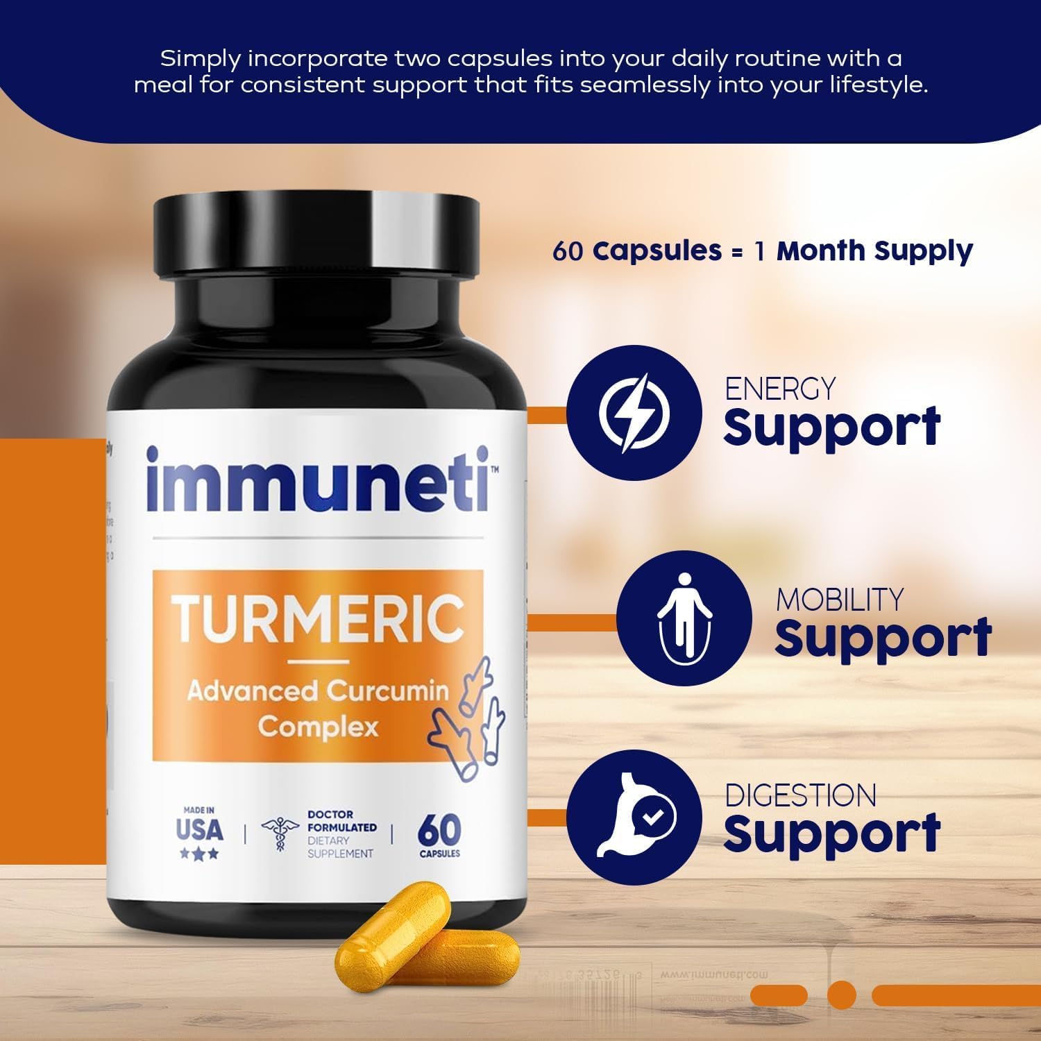 Turmeric Advanced Curcumin Complex Capsules - Pack of 2 by Immuneti for Immune Support
