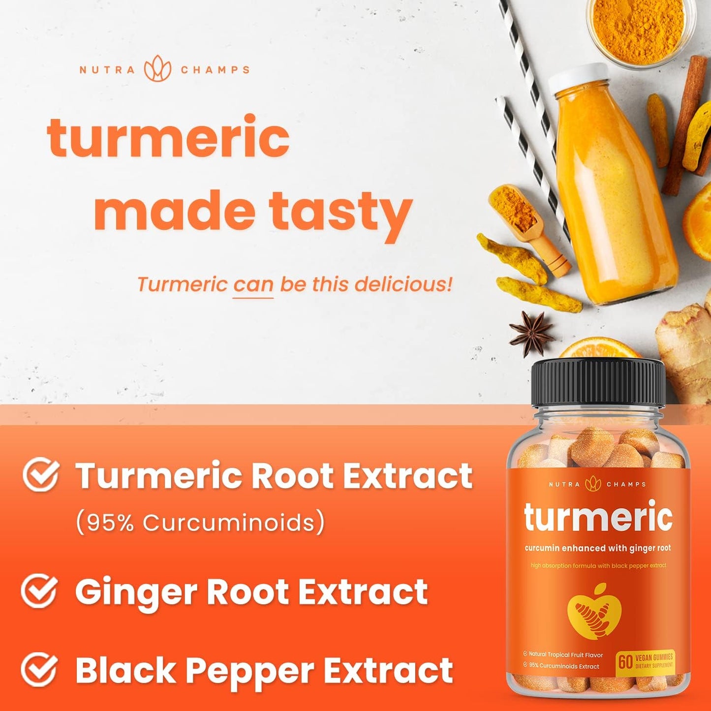 Turmeric and Beet Gummy Supplements by NutraChamps