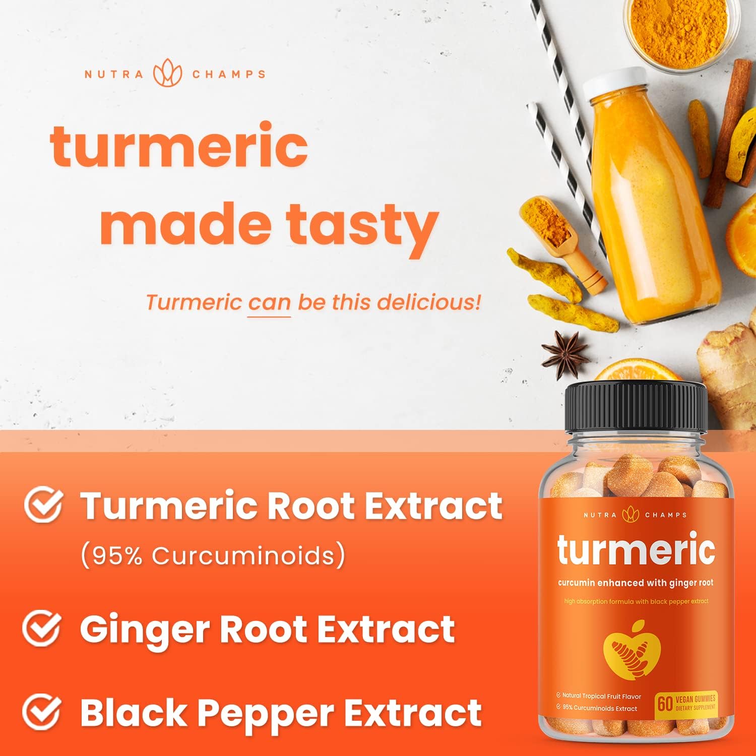 Turmeric and Beet Gummy Supplements by NutraChamps