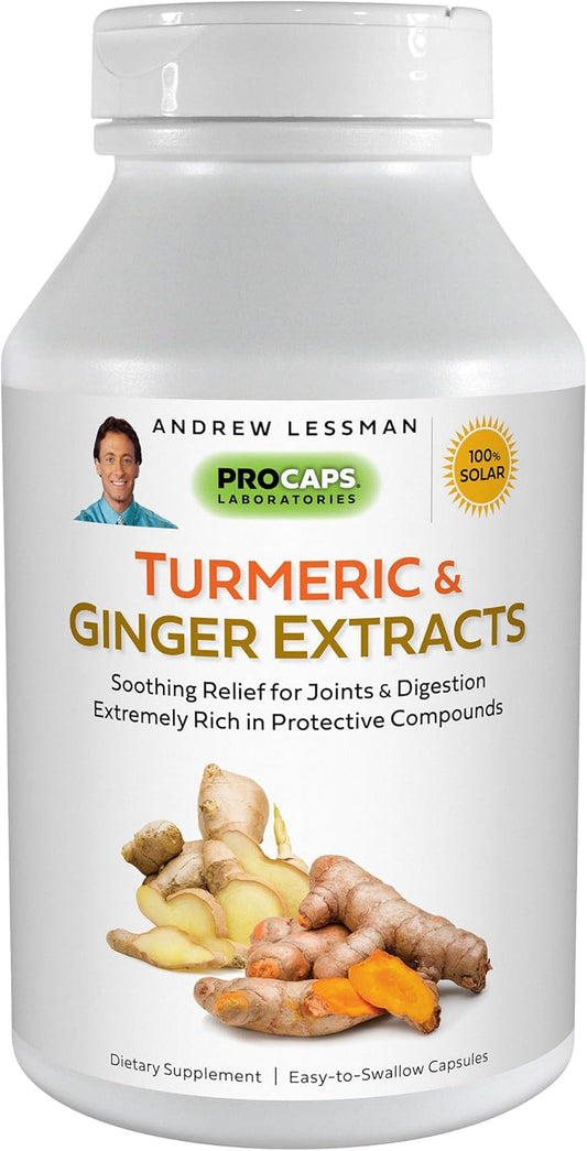 Turmeric and Ginger Extract Capsules - Natural Joint and Digestive Support with Pure Antioxidant Properties, No Additives