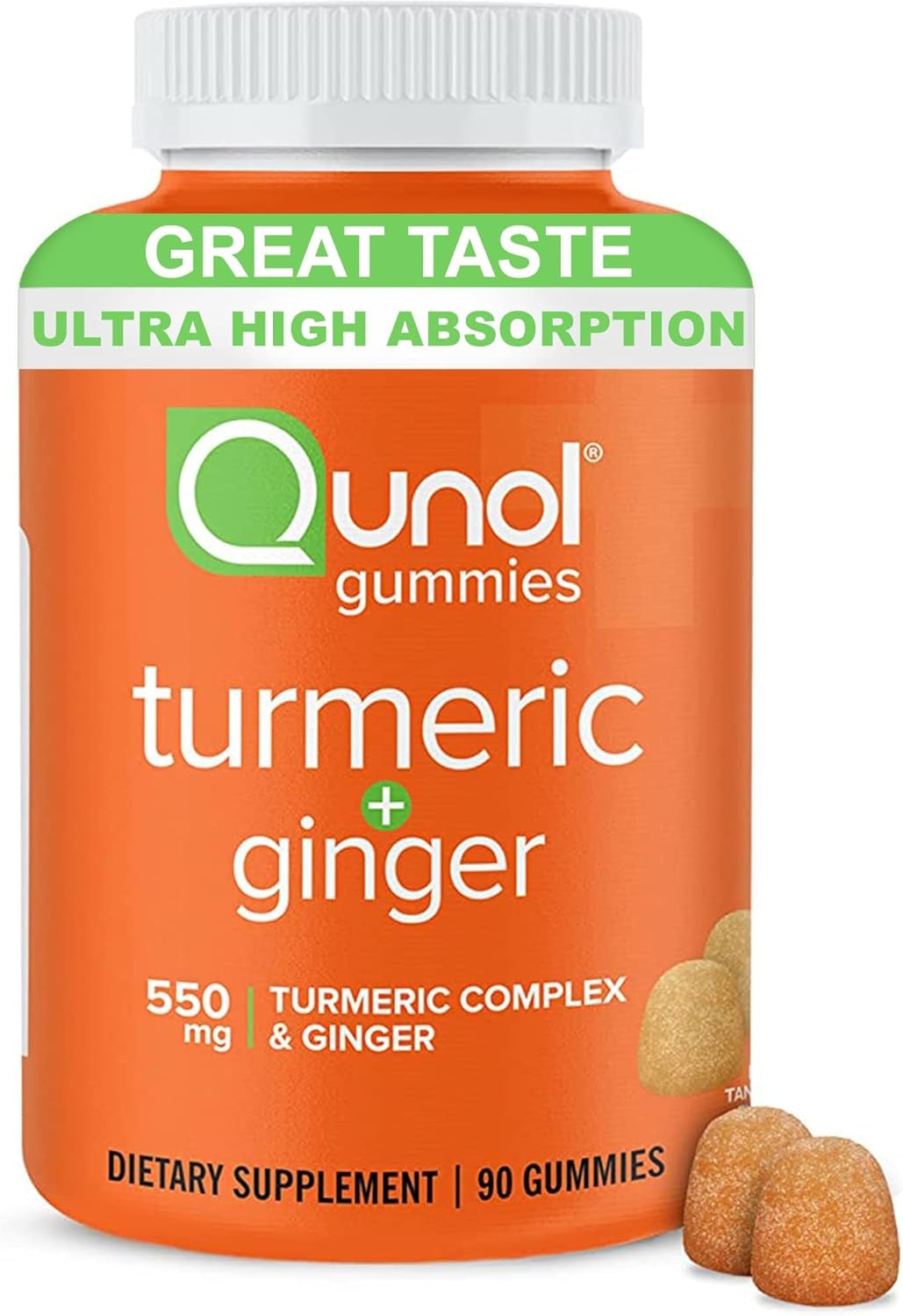 Turmeric and Ginger Gummies - Vegan Joint Support Supplement, 90 Count with High Absorption