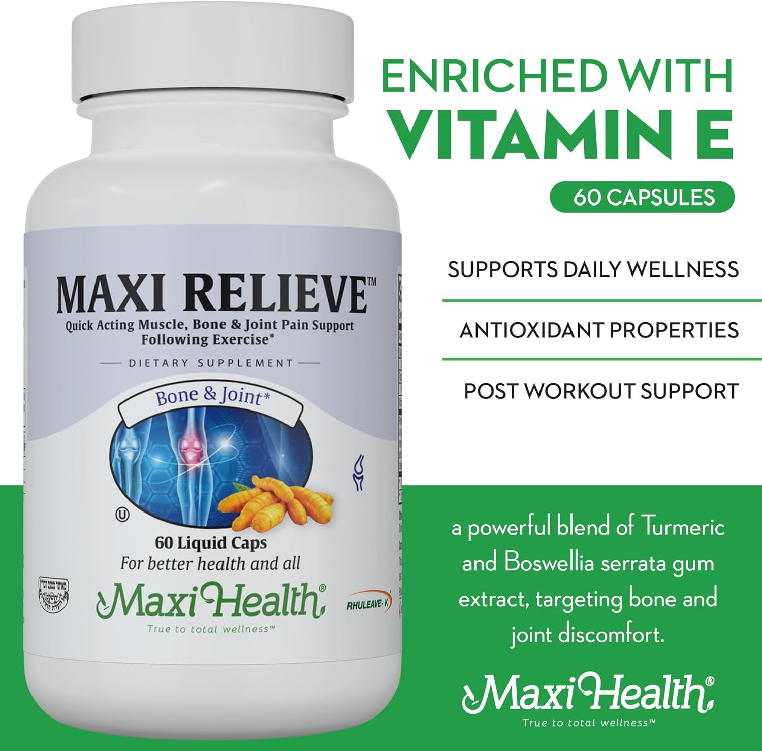 Turmeric & Boswellia Joint Support Supplement for Men & Women, Quick-Acting Relief After Exercise, Vegetarian Non-GMO Bone & Joint Health Capsules