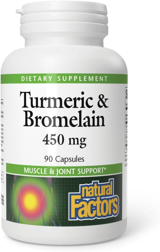 Turmeric & Bromelain 450mg Capsules for Muscle and Joint Support - 90 Count