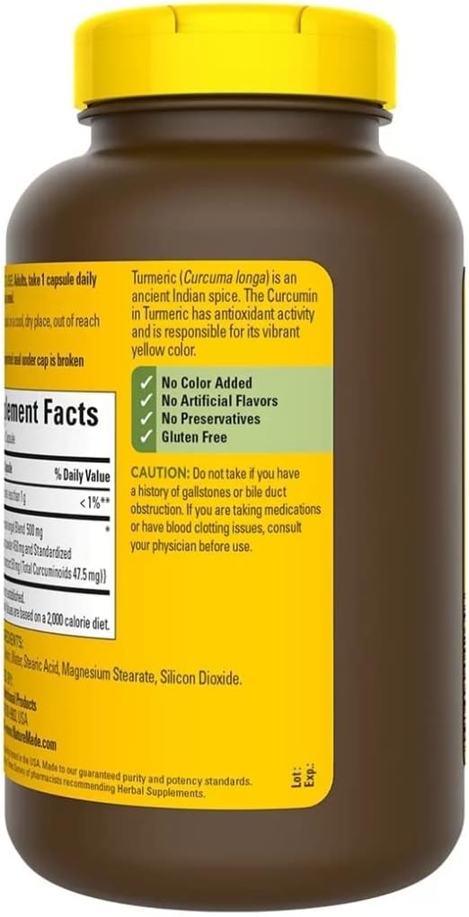 Turmeric Curcumin Capsules - 500mg Antioxidant Supplement 180 Count Value Size by Nature Made