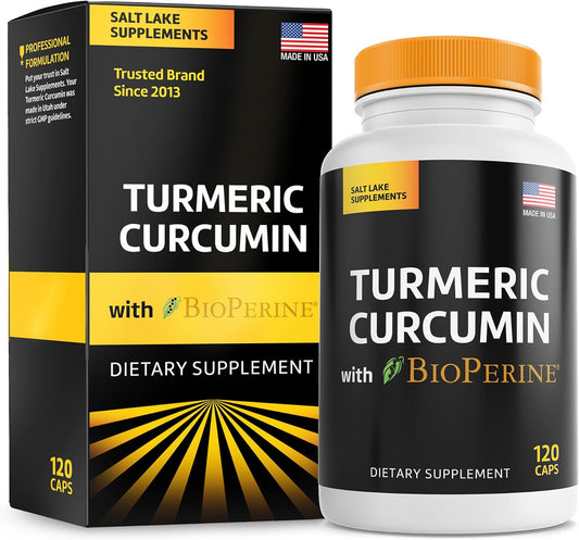 Turmeric Curcumin Capsules with BioPerine for Immunity Support - 95% Curcuminoids - 120 Count