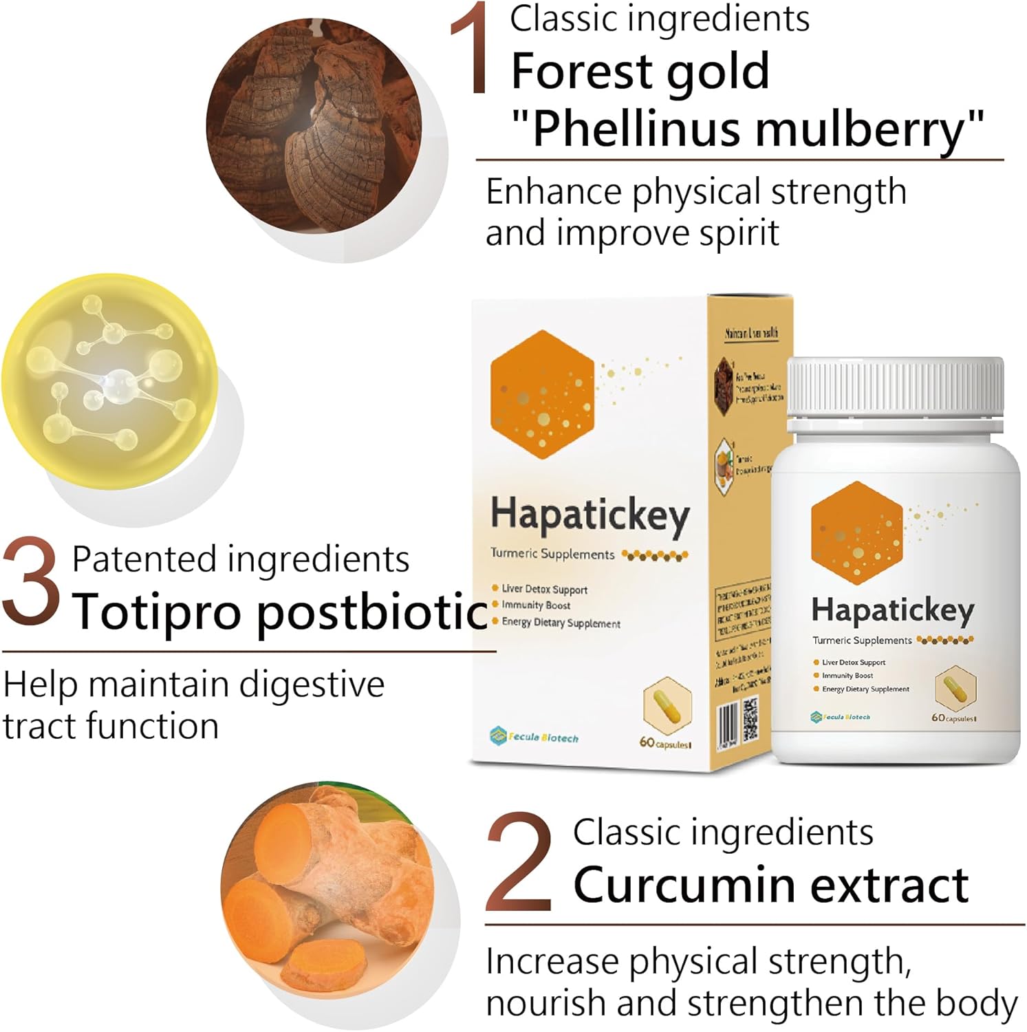 Turmeric Curcumin Energy Dietary Supplement: Liver Detox & Immunity Boost | 60 Capsules by Fecula Biotech