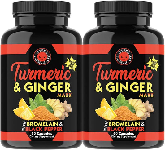 Turmeric Curcumin & Ginger Maxx with Black Pepper - Joint Support, Antioxidant - 1355mg Non-GMO Blend - 2 Bottles