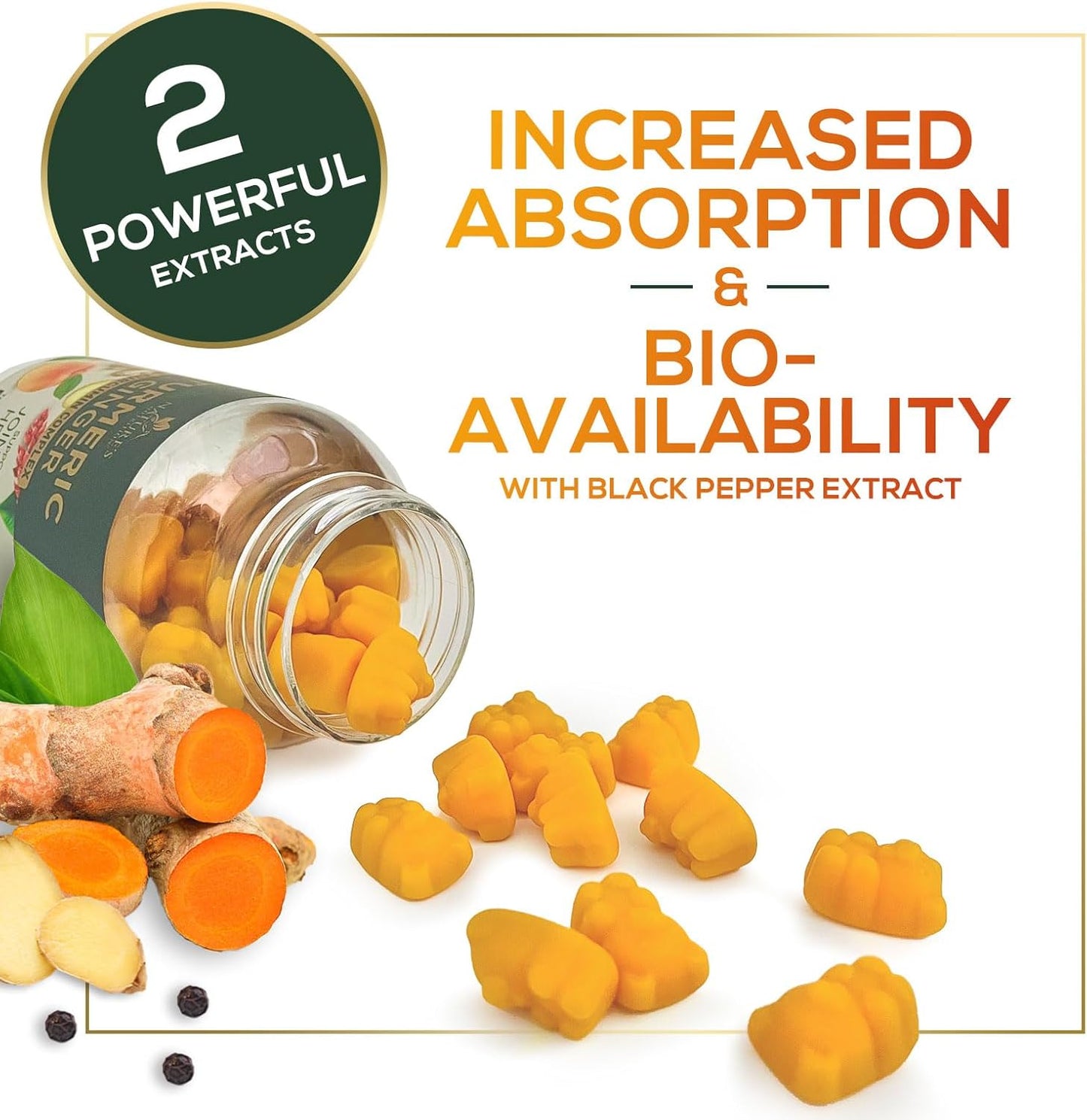 Turmeric Curcumin Gummies with Ginger and Black Pepper for Joint Support - 120 Count, Non-GMO, Gluten Free Turmeric Supplement by Nature's Nutrition