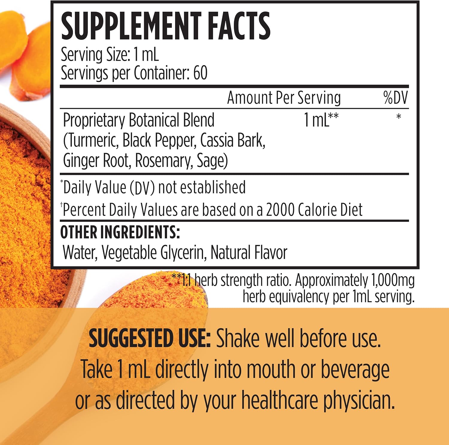 Turmeric Curcumin Liquid Drops - 95% Standardized Curcuminoids for Joint Support - Non-GMO, Gluten Free - 4 Fl Oz (2 Pack)