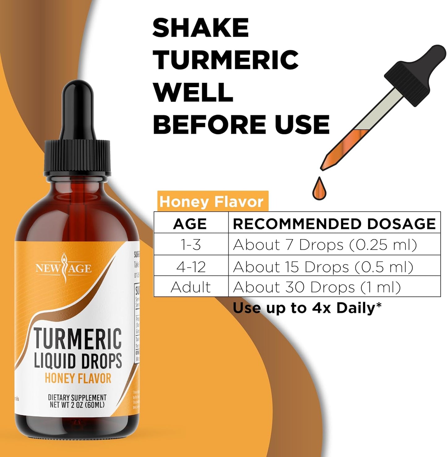 Turmeric Curcumin Liquid Drops - 95% Standardized Curcuminoids for Joint Support - Non-GMO, Gluten Free - 4 Fl Oz (2 Pack)