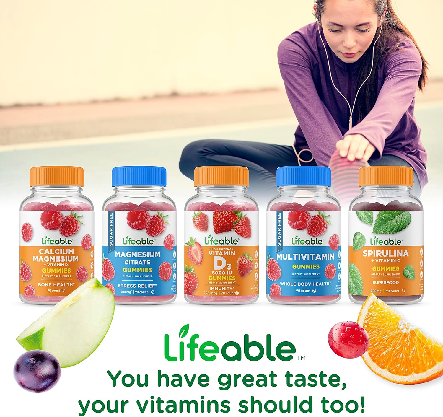 Turmeric Curcumin & Men's Probiotic Gummies Bundle - Vitamin Supplement, Gluten-Free, GMO-Free, Chewable, Great Taste