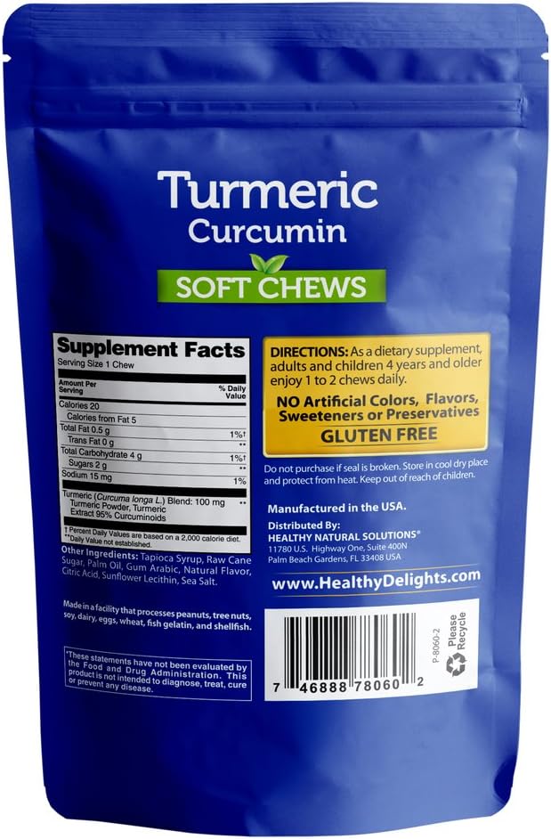Turmeric Curcumin Soft Chews for Healthy Inflammatory Response - Tropical Fruit Flavor - 30 Count