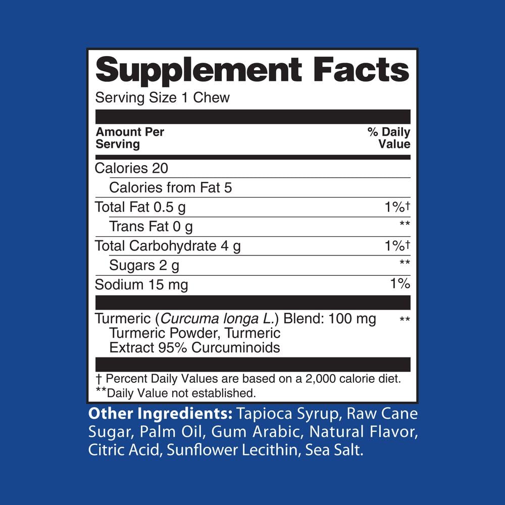 Turmeric Curcumin Soft Chews for Healthy Inflammatory Response - Tropical Fruit Flavor - 30 Count