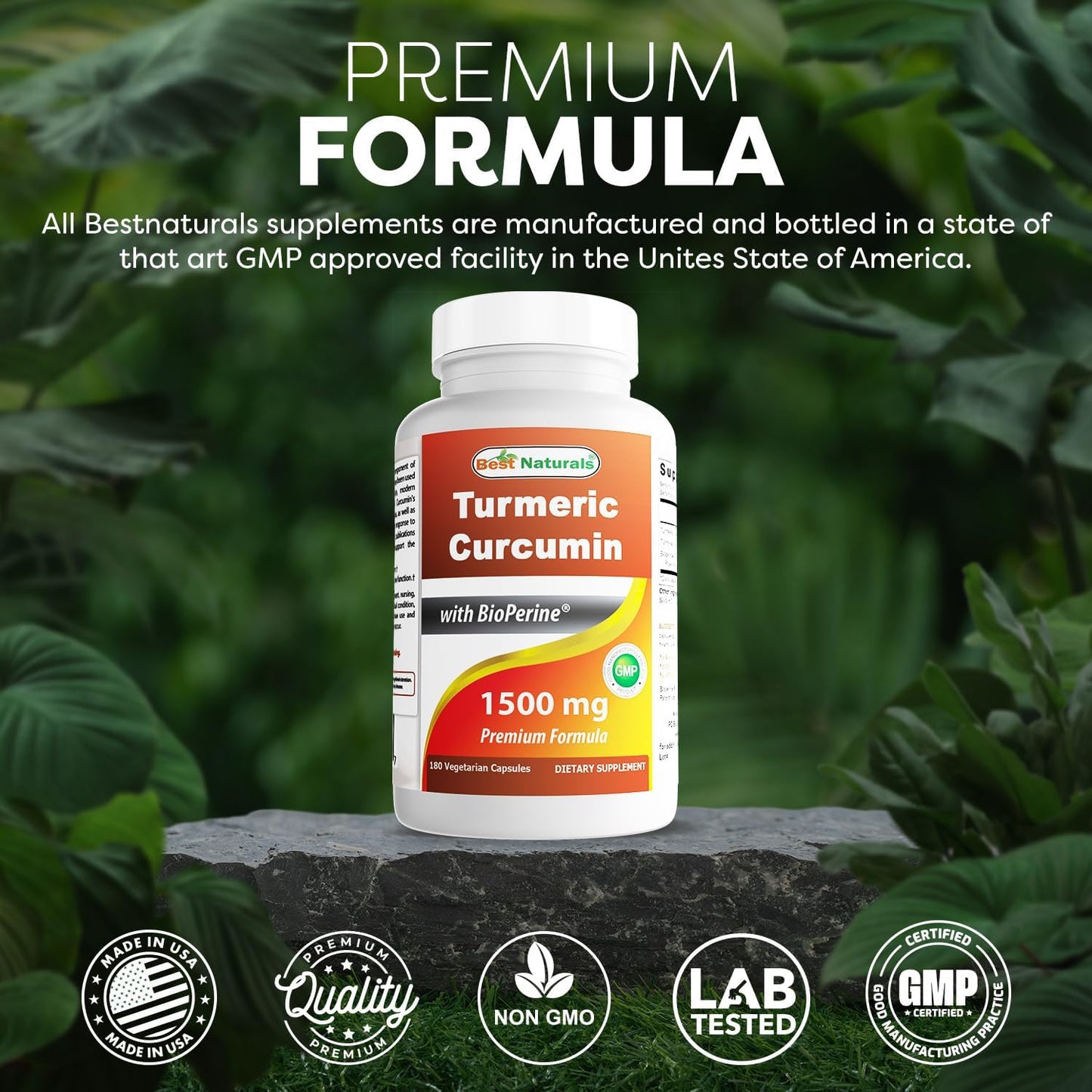 Turmeric Curcumin Supplement - 1500mg with Bioperine for Enhanced Absorption - 180 Veggie Capsules