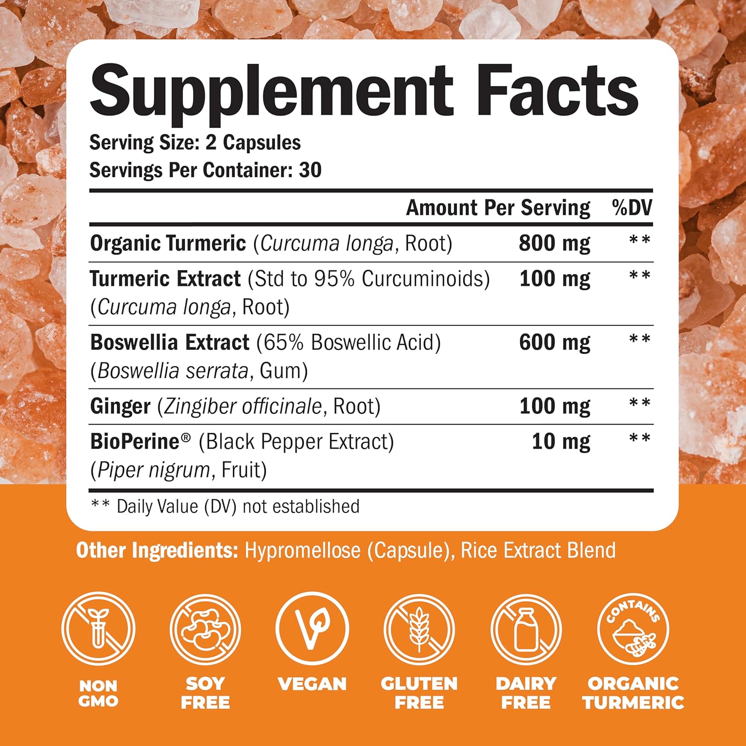 Turmeric Curcumin Supplement with Boswellia Extract and Black Pepper - Organic Turmeric Capsules with Ginger Root - 60 Count