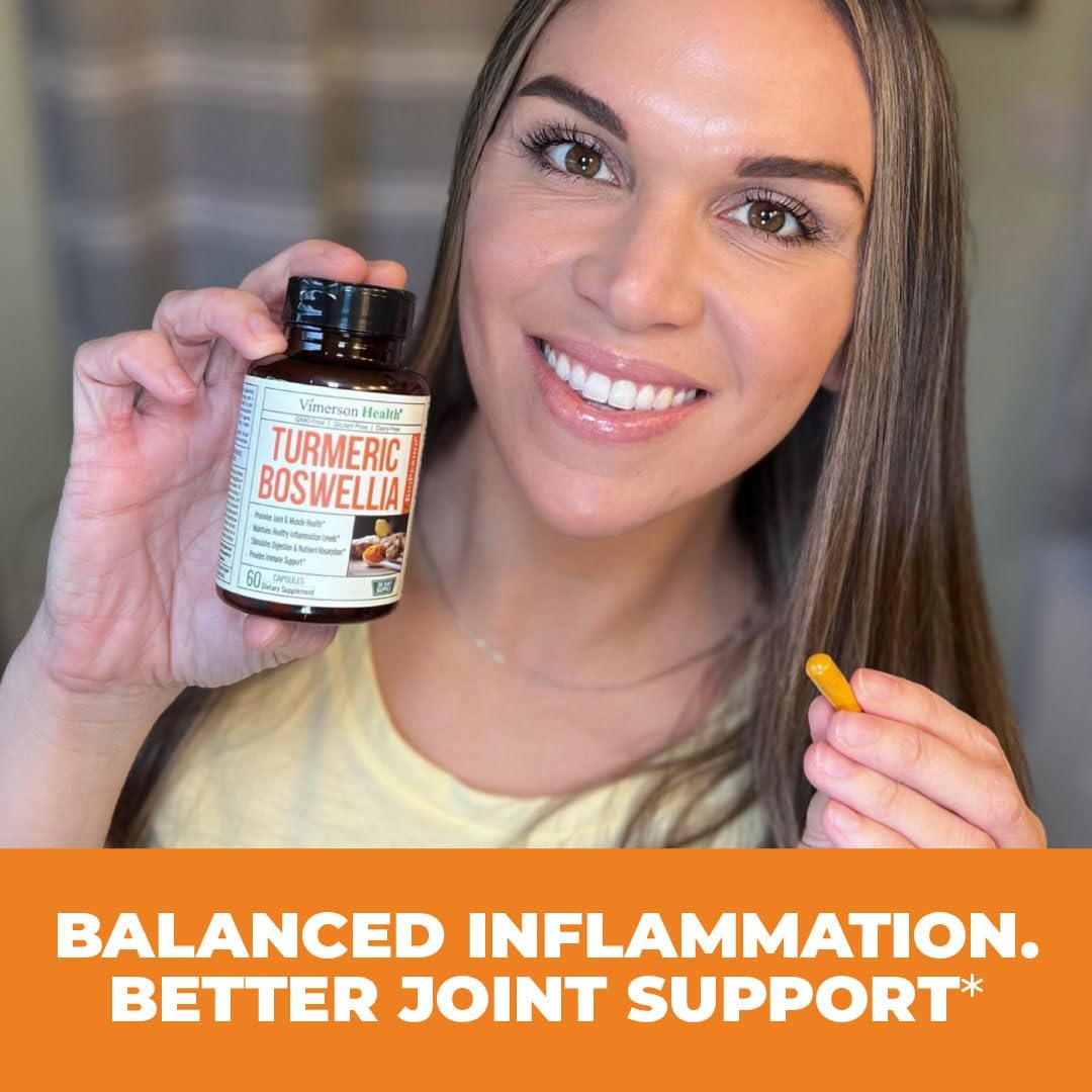 Turmeric Curcumin Supplement with Boswellia Extract and Black Pepper - Organic Turmeric Capsules with Ginger Root - 60 Count