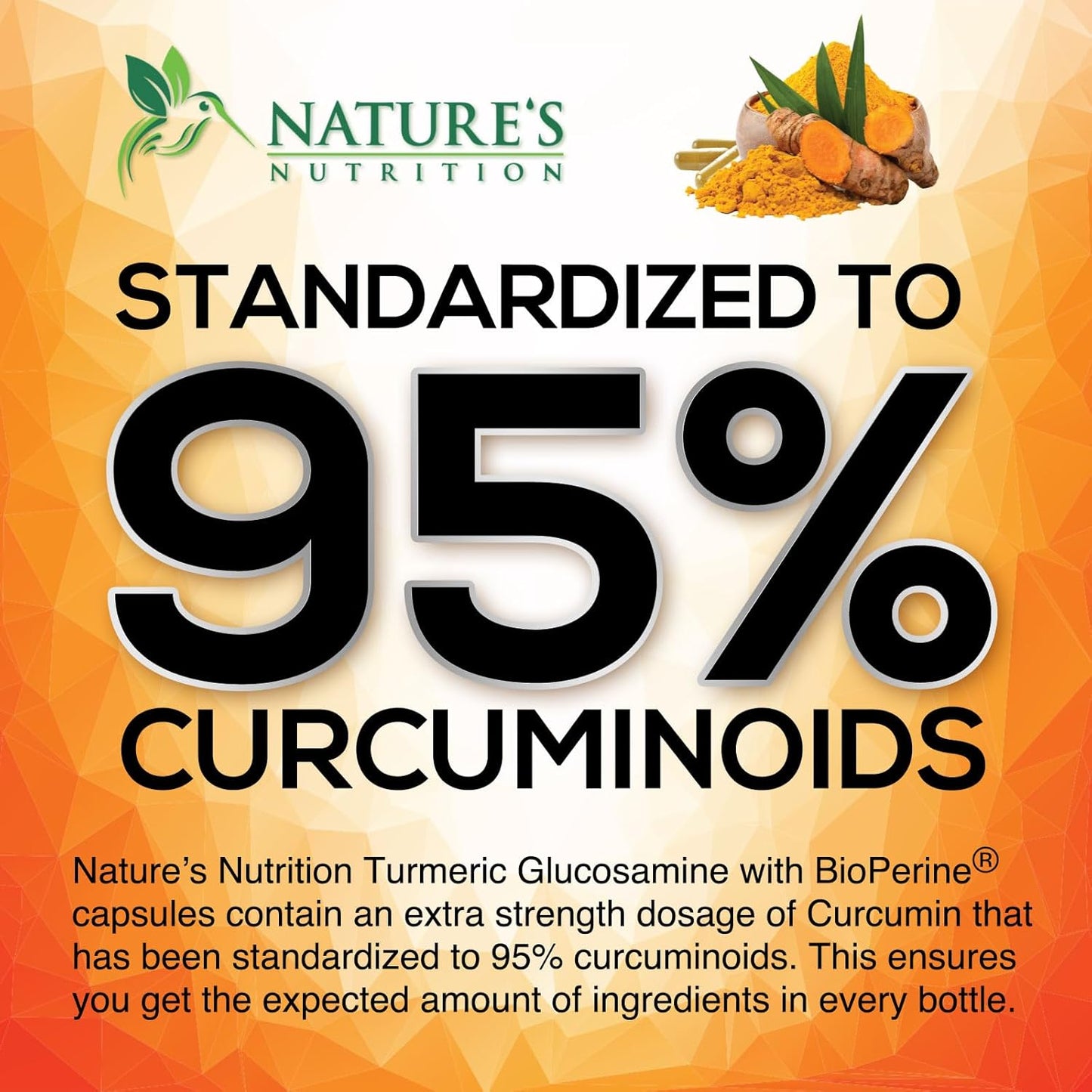 Turmeric Curcumin Supplement with Glucosamine, Chondroitin, Ginger - 95% Curcuminoids, 2000mg, BioPerine Black Pepper - Joint Support - 120 Capsules - Non-GMO - USA Bottled