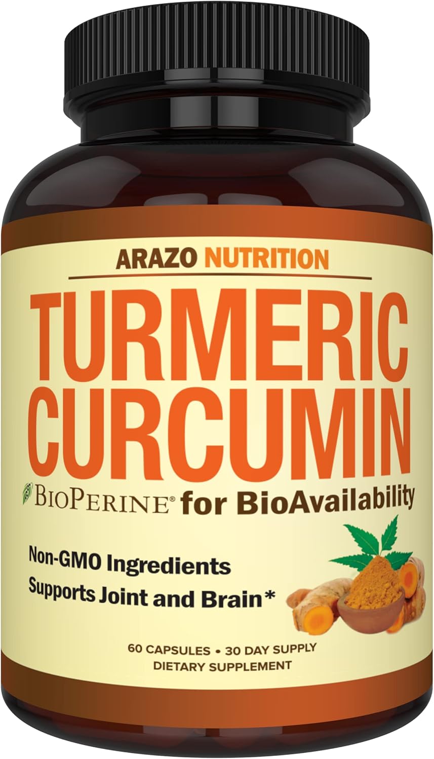 Turmeric Curcumin with BioPerine 1300mg & Black Pepper - Joint Support Herbal Capsules by Arazo Nutrition