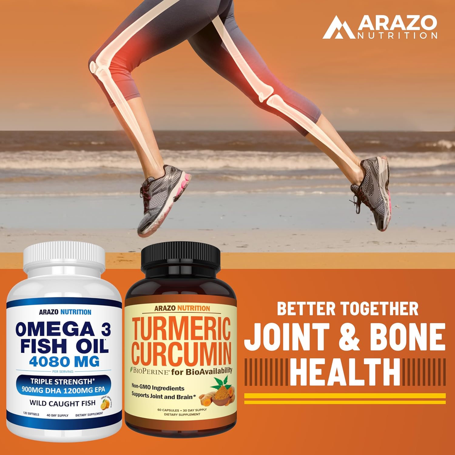 Turmeric Curcumin with BioPerine 1300mg & Black Pepper - Joint Support Herbal Capsules by Arazo Nutrition