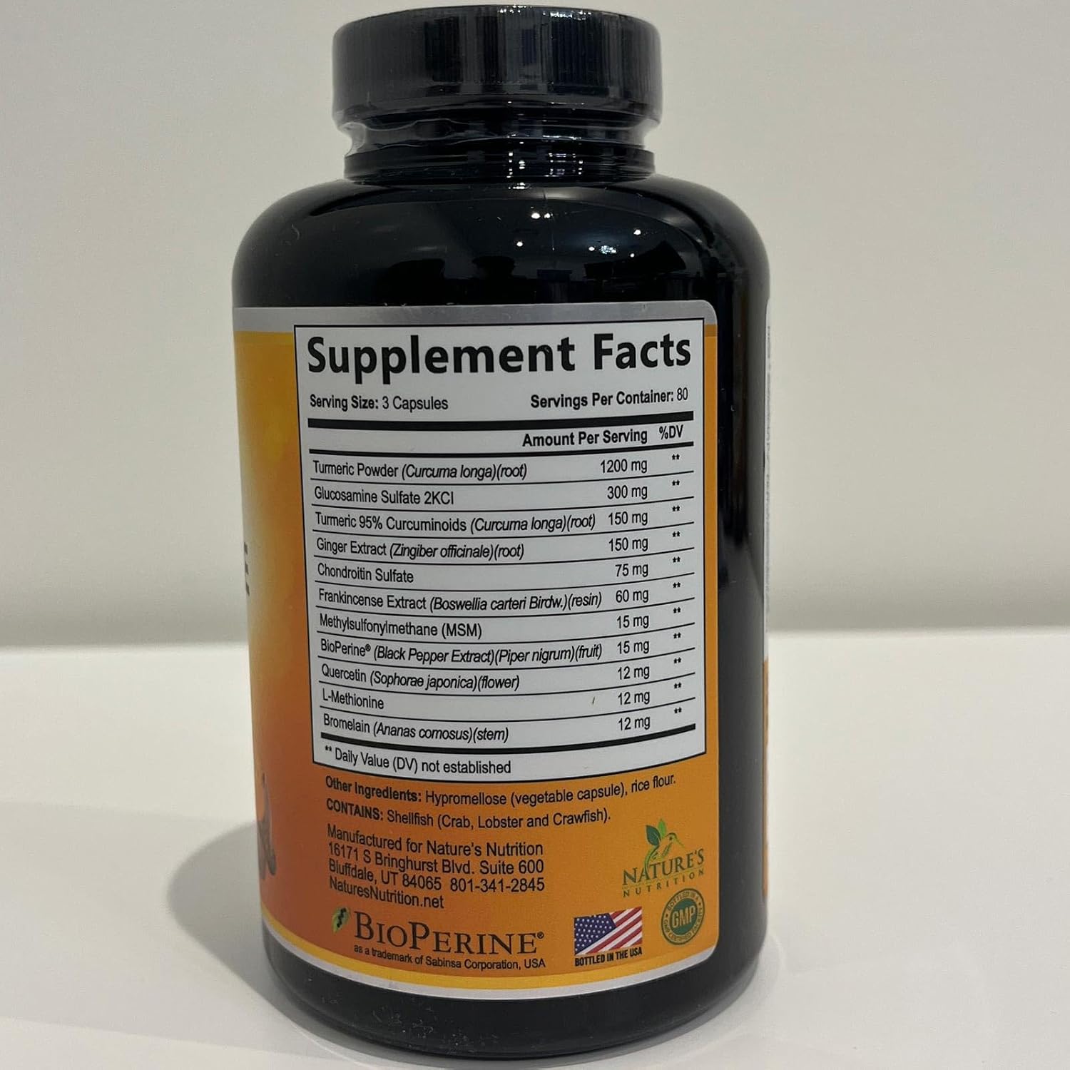 Turmeric Curcumin with Glucosamine, Chondroitin, Ginger, and BioPerine - 240 Capsules, 2000mg - Joint Support Supplement with 95% Curcuminoids - Non-GMO, Made in USA