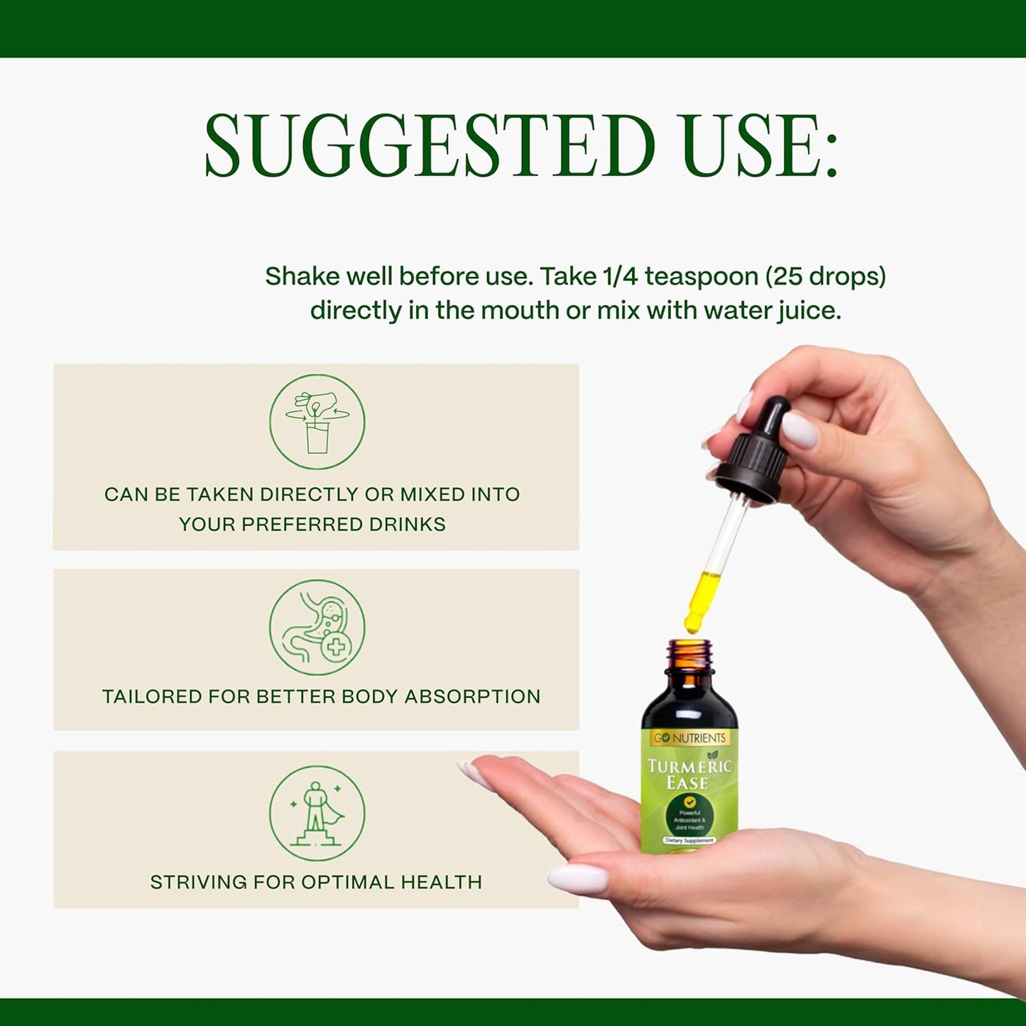 Turmeric Ease Liquid Drops with Black Pepper for Joint Support - 2.0 oz | 48 Servings