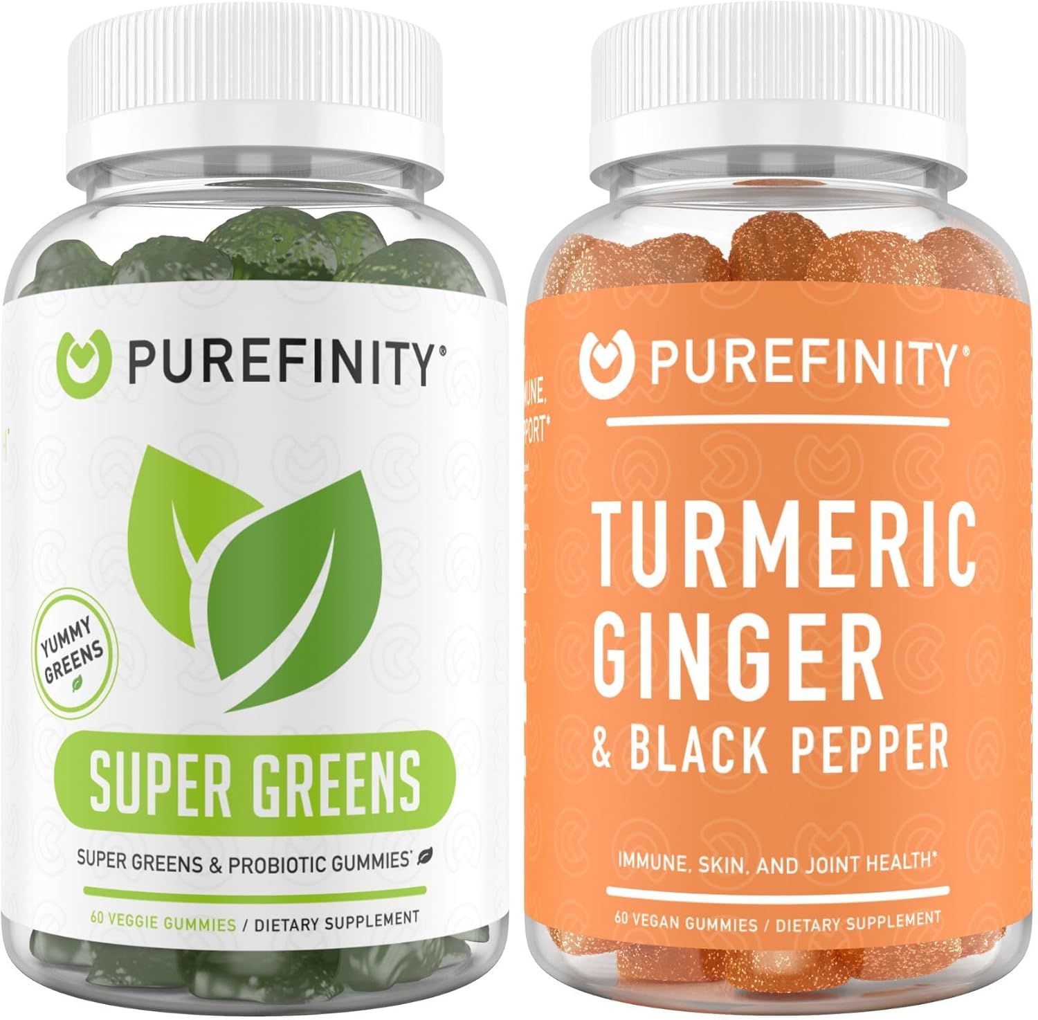 Turmeric Ginger and Super Greens Gummies Bundle - PUREFINITY Vegan Supplements