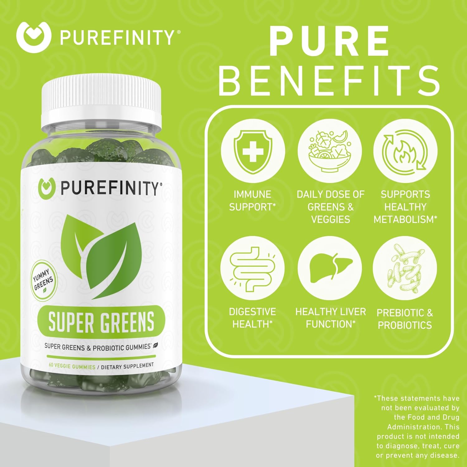 Turmeric Ginger and Super Greens Gummies Bundle - PUREFINITY Vegan Supplements