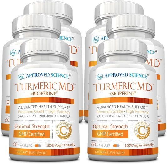 Turmeric MD Capsules with BioPerine - 6 Month Supply - High Potency 95% Curcuminoids - 360 Pills
