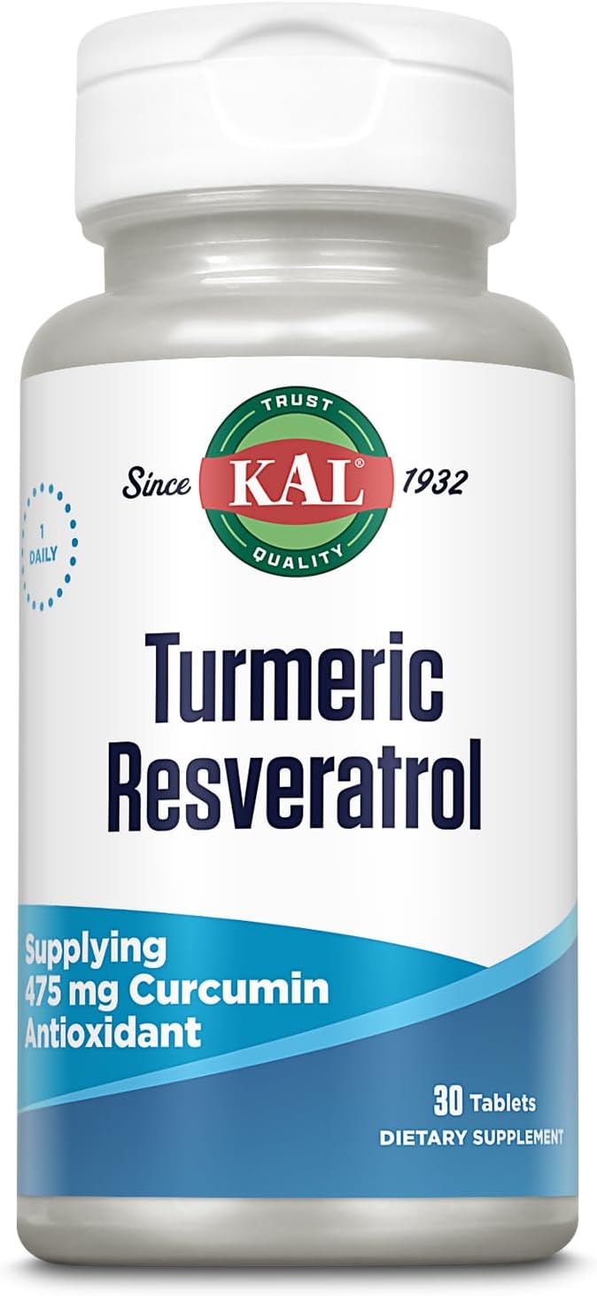 Turmeric Resveratrol Supplement for Antioxidant & Heart Health, 475mg Curcumin, Joint Support, 30 Tablets, Rapid Disintegration, 60-Day Guarantee