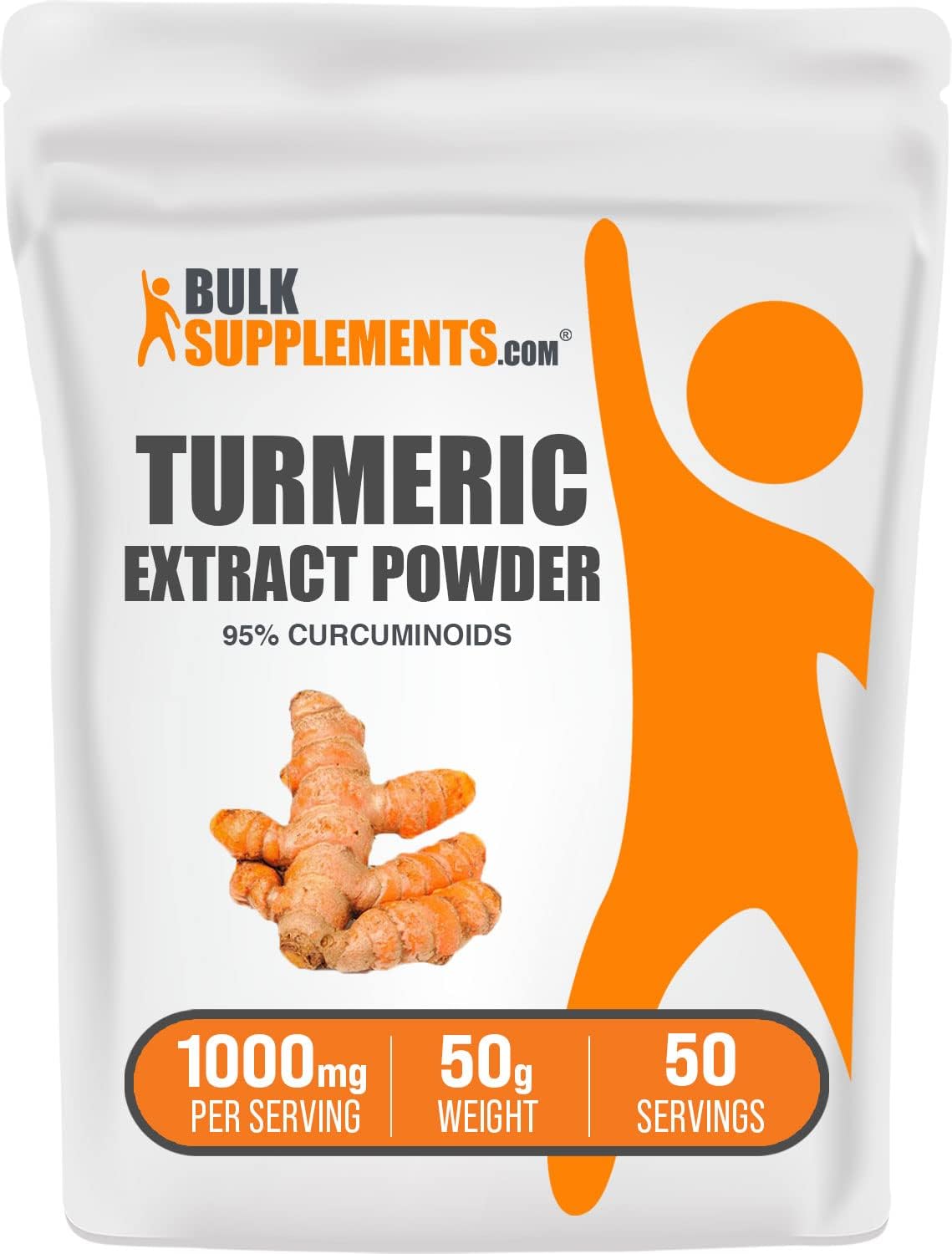 Turmeric Root Extract Powder - 1000mg Curcumin Supplements, Gluten Free, 50g (1.8 oz) - BulkSupplements.com