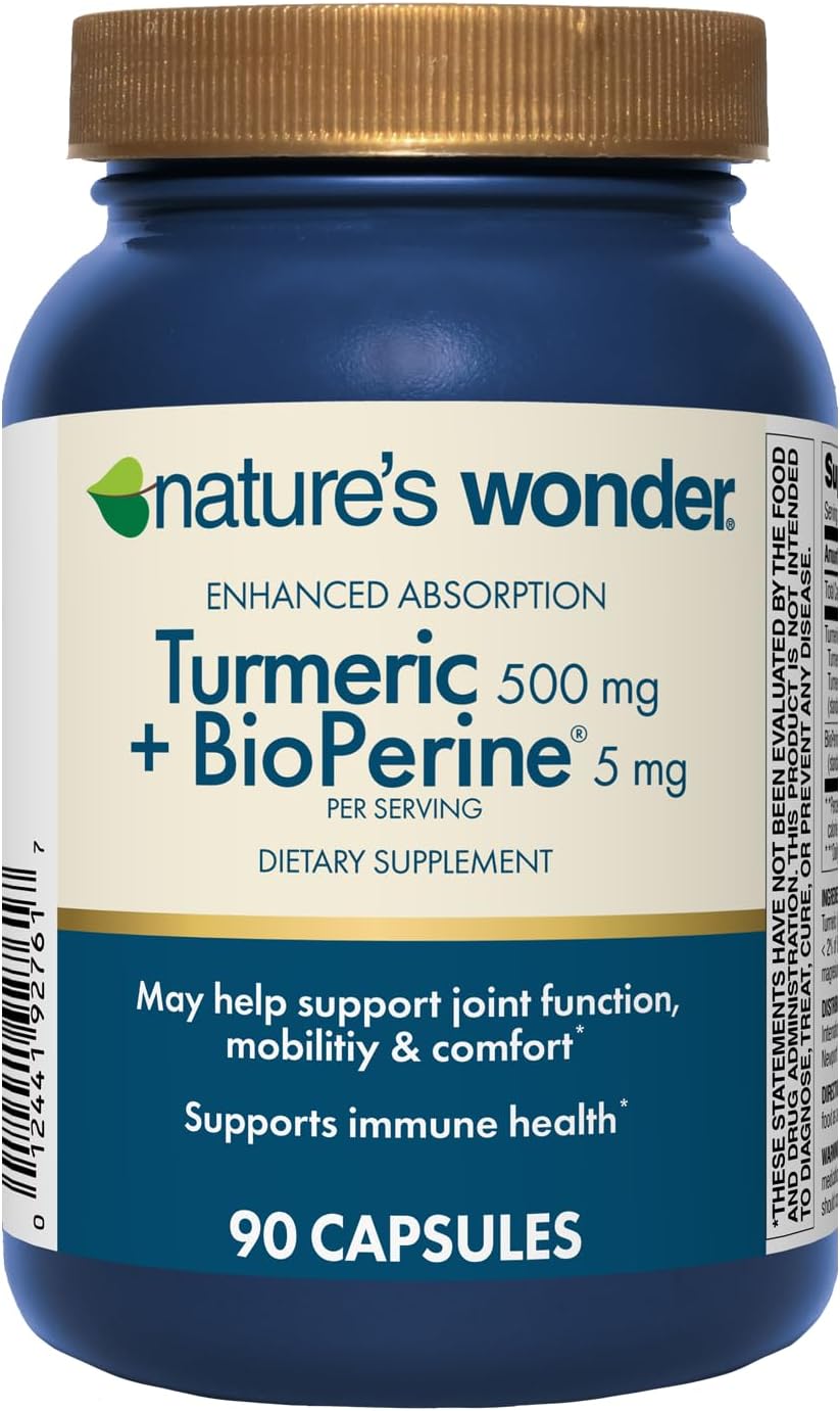 Turmeric Supplement with BioPerine for Joint Function, Mobility, 90 Vegetarian Capsules