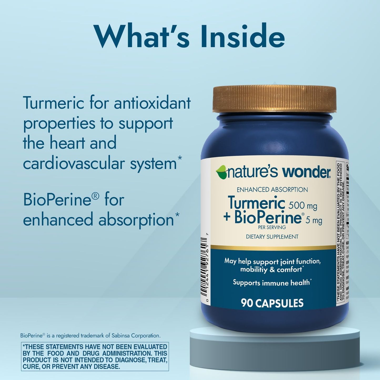 Turmeric Supplement with BioPerine for Joint Function, Mobility, 90 Vegetarian Capsules