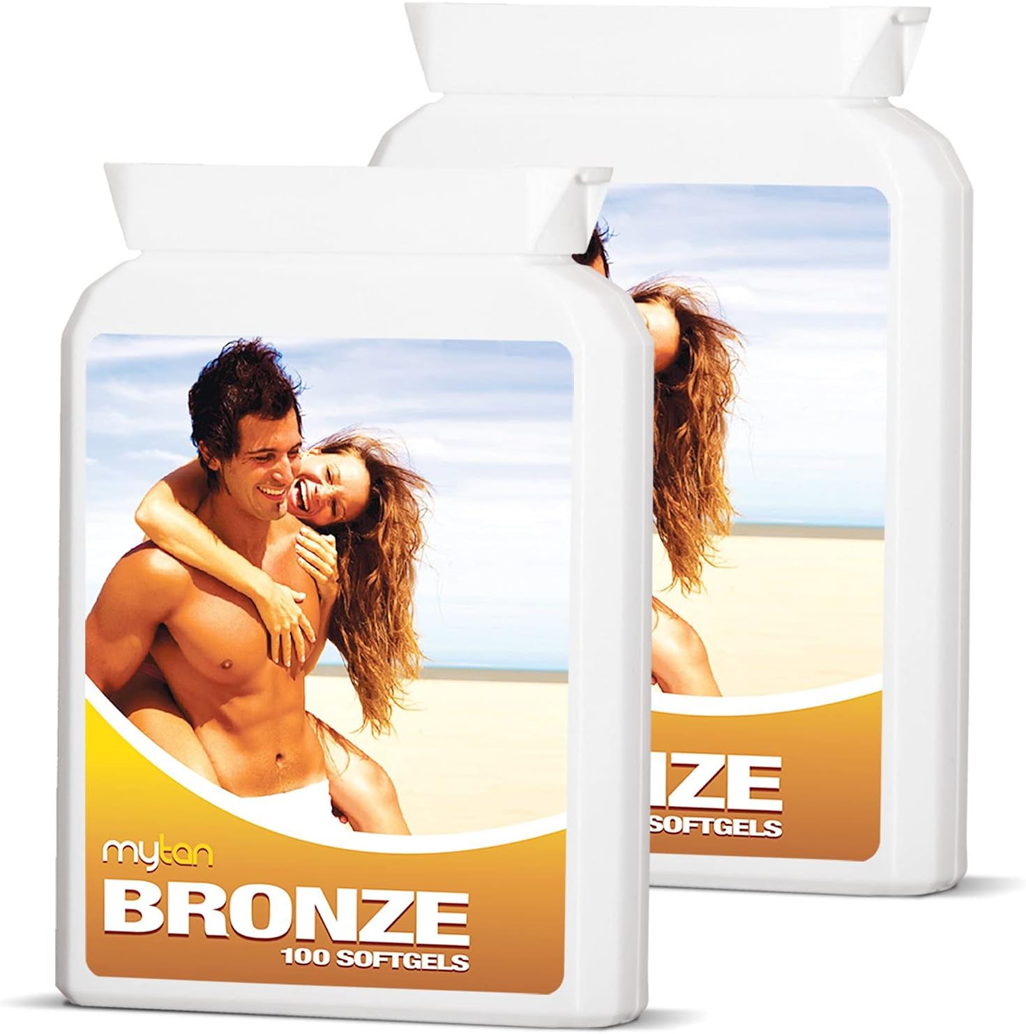 Twin Pack MyTan Bronze Tanning Pills | Sun Tan Supplement with Astaxanthin, Lutein, and Lycopene | 14-Week Season Supply