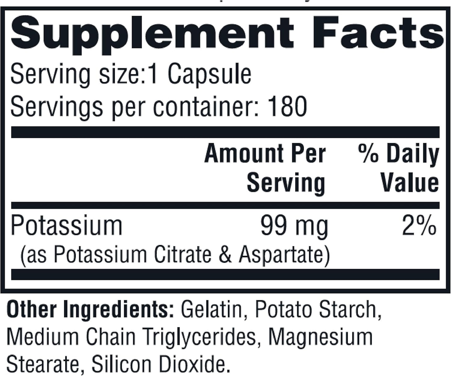 Twinlab Potassium Capsules - 180 Count 99mg Electrolyte Supplement for Muscle, Heart, and Tissue Health