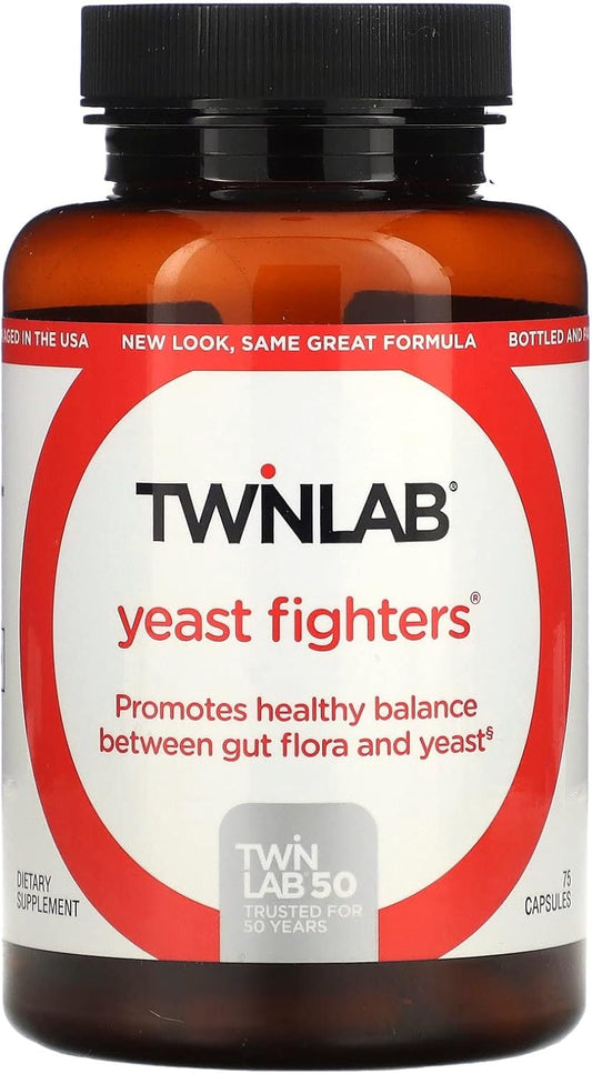 Twinlab Yeast Fighters - 75 Capsules for Supporting Gut Health and Immune System