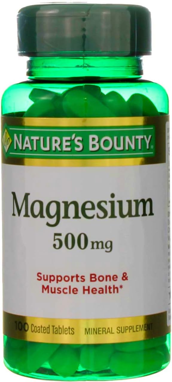 Two Packs of Nature's Bounty Magnesium 500 mg Tablets - 200 Tablets Total