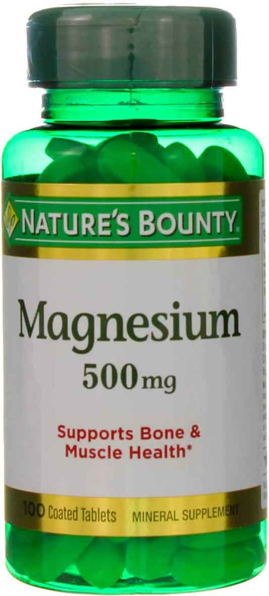 Two Packs of Nature's Bounty Magnesium 500 mg Tablets - 200 Tablets Total
