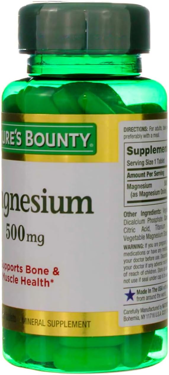Two Packs of Nature's Bounty Magnesium 500 mg Tablets - 200 Tablets Total