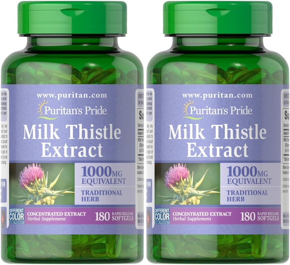 Two Packs of Puritan's Pride Milk Thistle, 180 Count - Liver Health Support Supplement