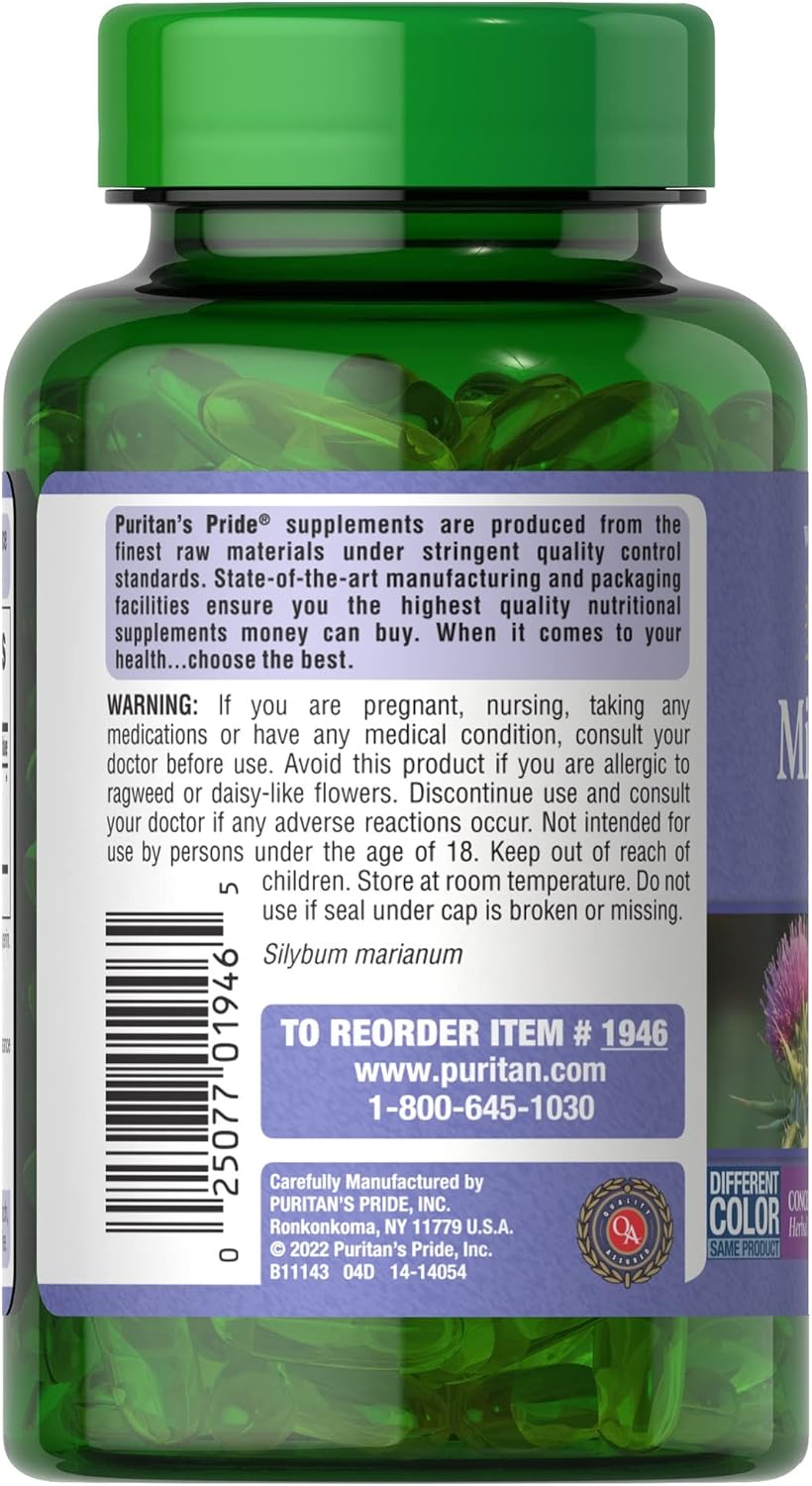 Two Packs of Puritan's Pride Milk Thistle, 180 Count - Liver Health Support Supplement