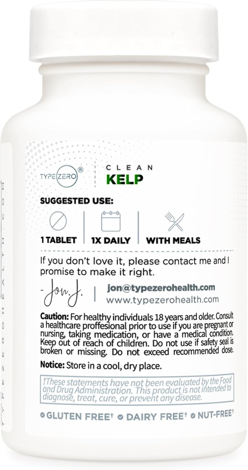 Type Zero Clean Kelp Tablets - Natural Source of Iodine (60 Servings, 325 MCG Each) - Non-GMO & Gluten Free